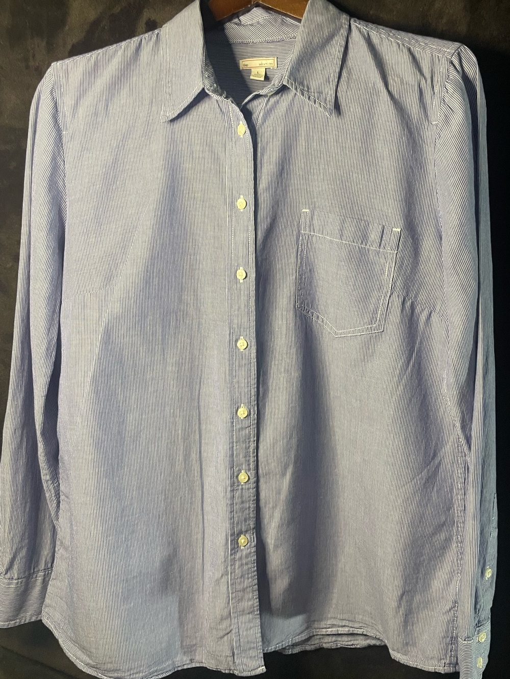 GAP Light Blue & White Pinstriped women’s Size-Large